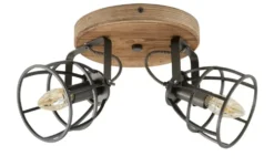 Deckenleuchte, 2-flammig, Holz/Metall