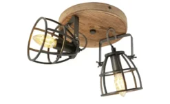 Deckenleuchte, 2-flammig, Holz/Metall
