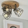 Deckenleuchte, 3-flammig, Holz/Metall