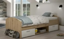 Einzelbett mit Schubladen