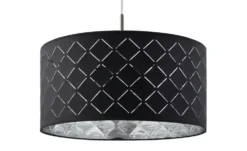 Globo Lighting Stoffpendelleuchte, 1-flammig, Schirm grau/silber
