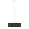 Globo Lighting Stoffpendelleuchte, 3-flammig, Schirm schwarz/goldfarben