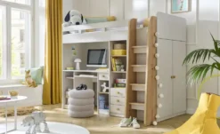 Hochbett mit Kleiderschrank und Schreibtisch