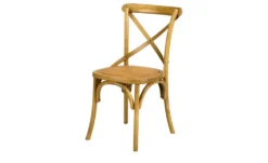 Holz-Stuhl mit Rattan-Sitzfläche in Antikoptik