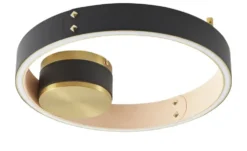 KHG LED-Deckenleuchte, Kunstleder schwarz/goldfarben