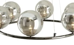 Meisterleuchten LED-Krone 6-flammig, schwarzchrom/Rauchglas