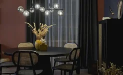 Meisterleuchten Pendelleuchte, 9-flammig, schwarzchrom, Rauchglas