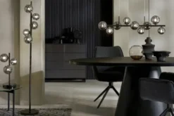 Meisterleuchten Pendelleuchte, 9-flammig, schwarzchrom, Rauchglas