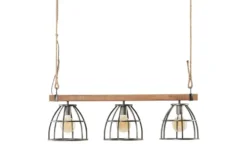Pendelleuchte, 3-flammig, Metall / Holz schwarz