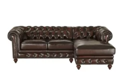 Primo Ecksofa Bezug aus Echtleder Chesterfield