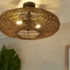 Trio Deckenleuchte, 2-flammig, Schirm aus Sisal