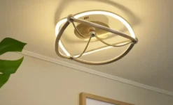 Trio LED-Deckenleuchte, Nickel-matt, geschwungen