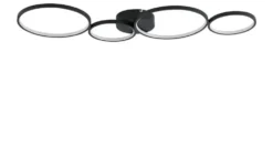 Trio LED-Deckenleuchte, schwarz `Ringe´