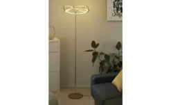 Trio LED-Stehleuchte, messing-matt, geschwungen