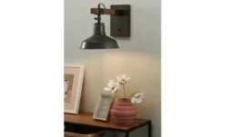Wandleuchte, 1-flammig, schwarz/holz